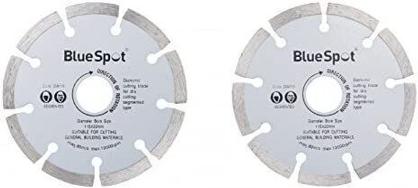 Blue Spot Tools 19547 Segmented Diamond Dry Cutting Disc, Silver, 115 mm,2 Piece