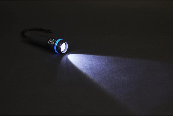 Blue Spot Rubberised Zoom Barrel Torch Electralight 1W LED, Black