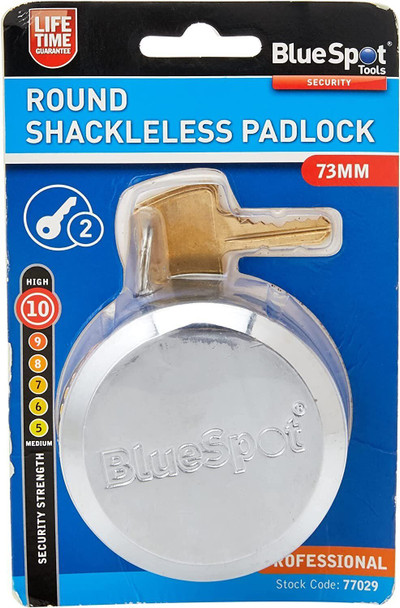 Blue Spot Tools Round Shackle-less Padlock One Piece Steel Case 73 mm