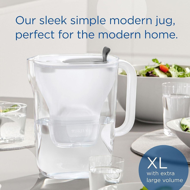 BRITA Style XL Water Filter Jug Grey (3.6L) incl. 1x MAXTRA PRO All-in-1 cartridge - large volume design jug with smart LED-LTI and Flip-Lid - now in sustainable Smart Box packaging