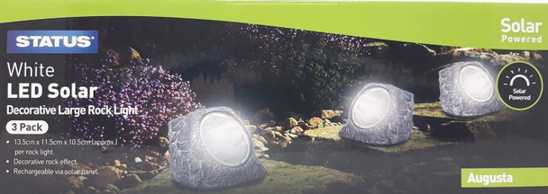 Status Uluru White Solar Powered Small Decorative Rock Lights Pack of 3