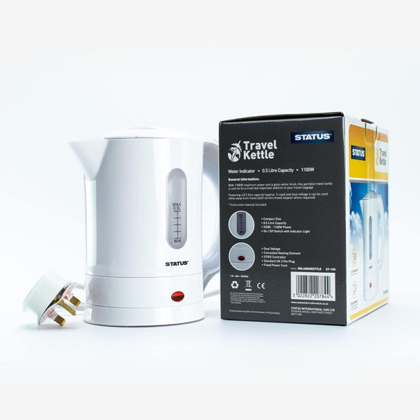 STATUS Orlando Travel Kettle | 0.5 litre white water kettle | Quick Boiling Dual Voltage Kettle | ORLANDOKETTLE
