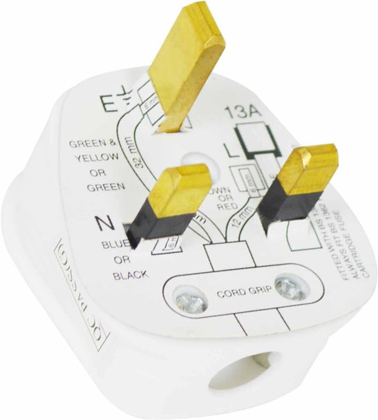 STATUS 13A 3 Pin Plug UK | White 13amp Electrical Plugs | Pack of 3 | 13AWPB112