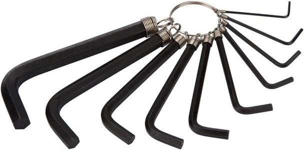 BlueSpot Tools Metric Hex Key Set 10 Piece Popular Sizes & Keyring