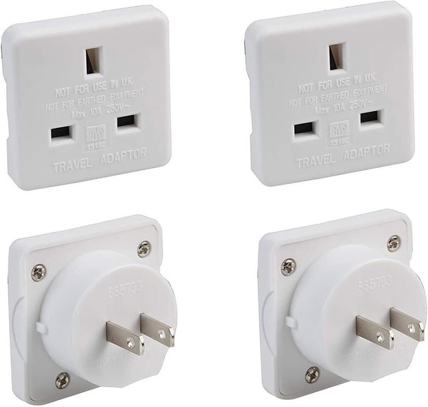 Status 2-pin Plug Adapter for UK 3-pin for Travel Plugs Max Load 10 amps-240V