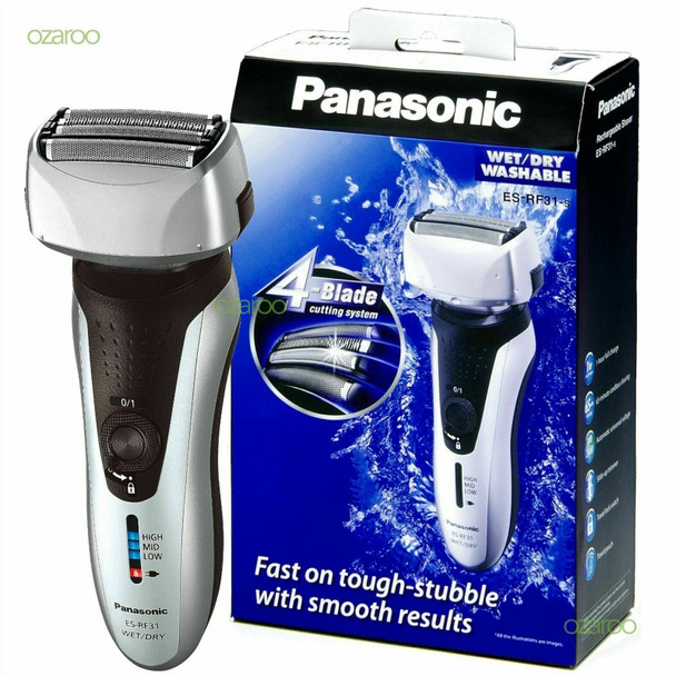 Panasonic ES-RF31 Premium Wet and Dry 4-Blade Electric Shaver for Men with Flexible Pivoting Head, Silver, UK 2 Pin Plug