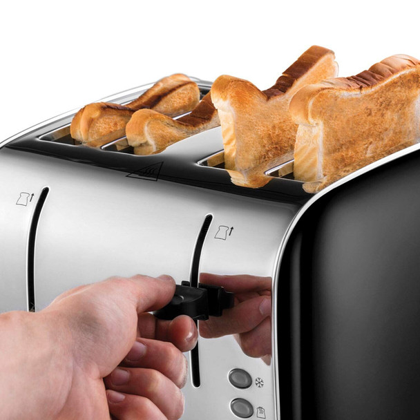 Russell Hobbs 28360 Stainless Steel Toaster, 4 Slice with Variable Browning Settings and Removable Crumb Trays, Black