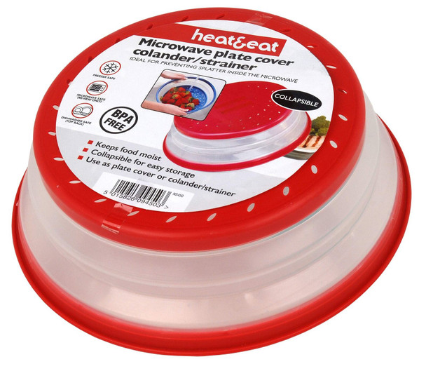 Heat Eat NS450 Microwave Plate Cover/Colander/Strainer, Red Or Blue, 27cm