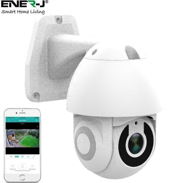 Ener-J Smart WiFi IP Outdoor Dome Camera IP65 Wireless Waterproof 5X Zoom, White