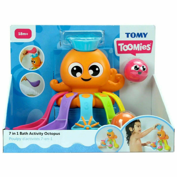 Tomy Toomies 7 in 1 Activity Octopus Kids Toy, Water Play Bath Accessories 18m +