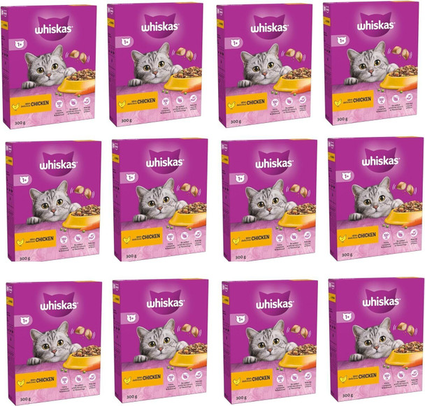 Whiskas 1+ Adult Cat Dry Food Chicken 300g (Pack of 6)