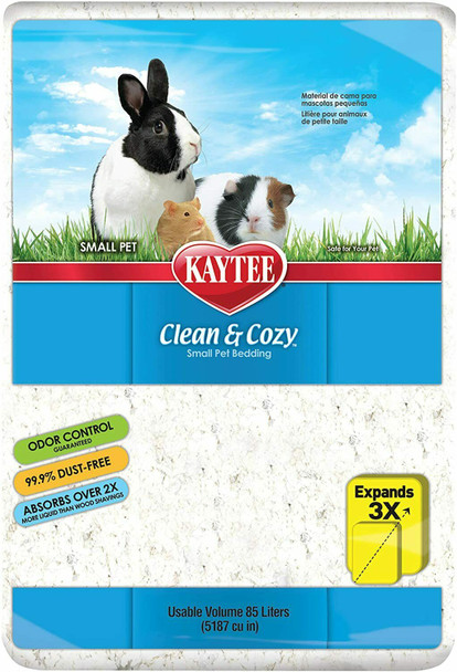 Kaytee Clean and Cozy 85L Small Pet Paper Bedding, Soft and Absorbent for Cages