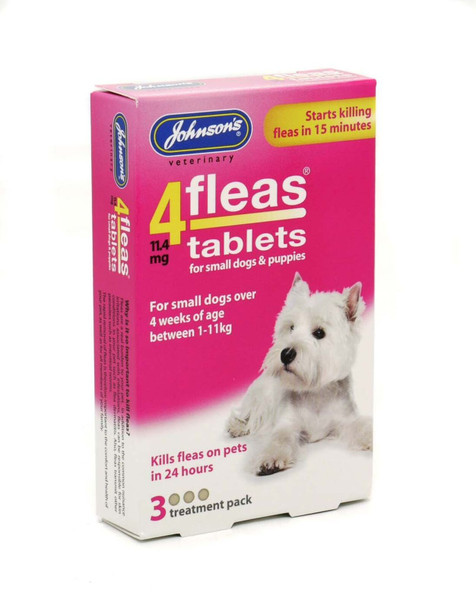 Johnsons 4 Fleas Tablets for Small Dogs & Puppies x 3 Tablets 30g - Bulk Deal...
