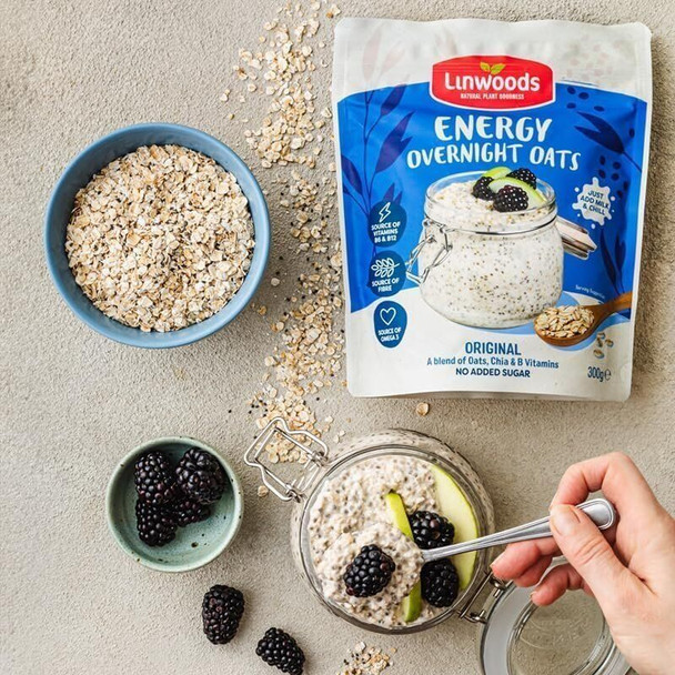 Linwoods Original Energy Overnight Oats | 4 x 300g Porridge Oats | Source Of Protein | Healthy Breakfast Food | Vegan Friendly & Gluten Free