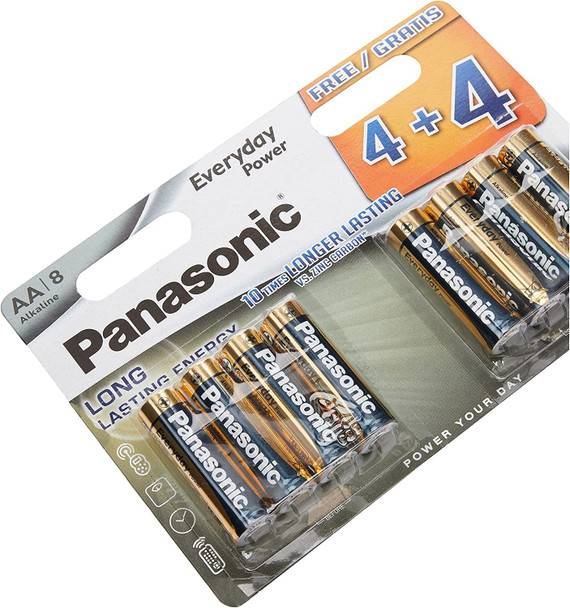 Panasonic AA Batteries Everyday Power Silver Alkaline LR6/LR03 1.5V 8 Pack