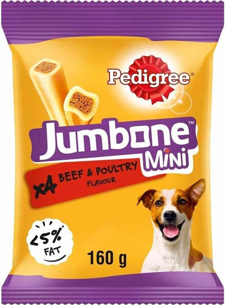 8 x Pedigree Jumbone Mini Dog Treats with Beef & Poultry 32 Chew Pack 160g