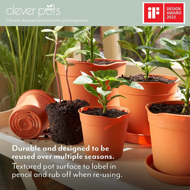 Clever Pots Easy Release Plant Pots & Saucers Small & Flexible 10cm Pack of 5