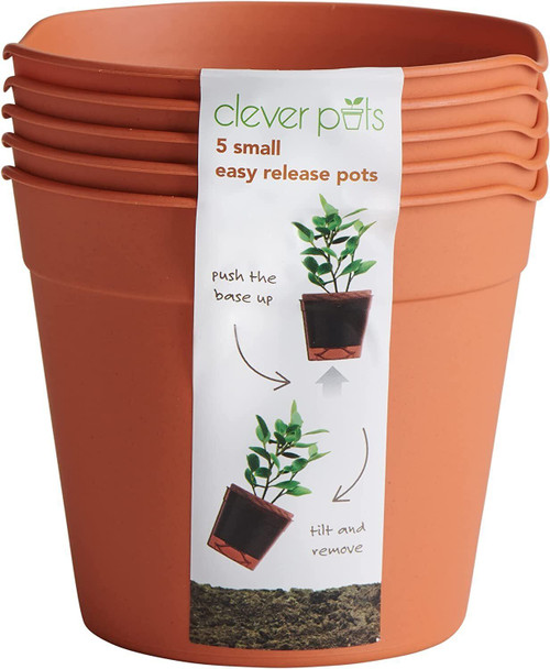 Clever Pots Easy Release Plant Pots & Saucers Small & Flexible 10cm Pack of 5