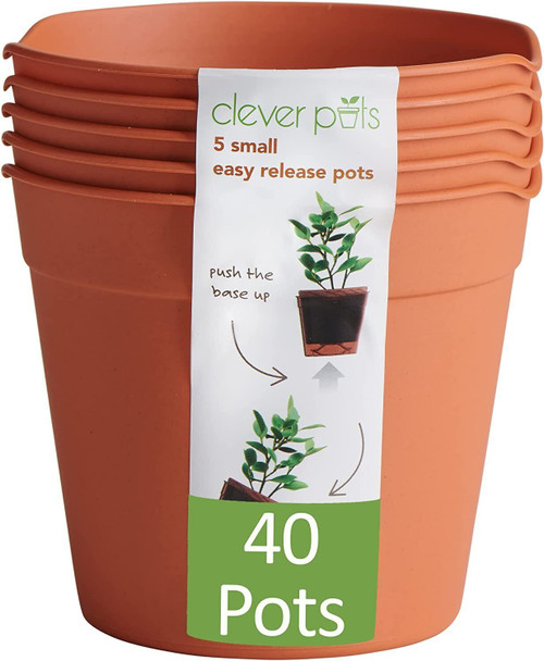 8 x Clever Pots Small Plastic Plant Pots Easy Release Outdoor or Indoor 10 cm