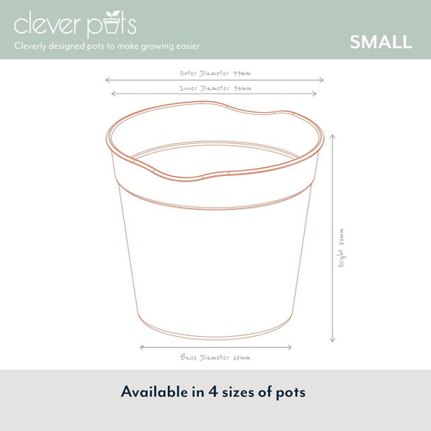 8 x Clever Pots Small Plastic Plant Pots Easy Release Outdoor or Indoor 10 cm