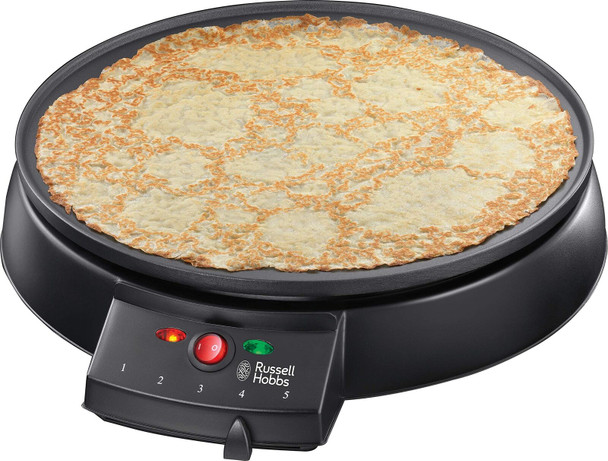 Russell Hobbs 20920 Fiesta Crepe and Pancake Maker - Electric Non Stick Hot Plate with Variable Temperatures and Utensils Included, Black