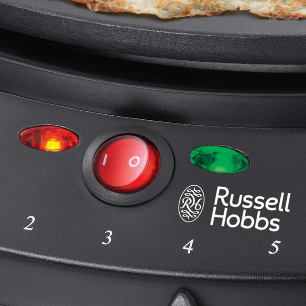 Russell Hobbs 20920 Fiesta Crepe and Pancake Maker - Electric Non Stick Hot Plate with Variable Temperatures and Utensils Included, Black