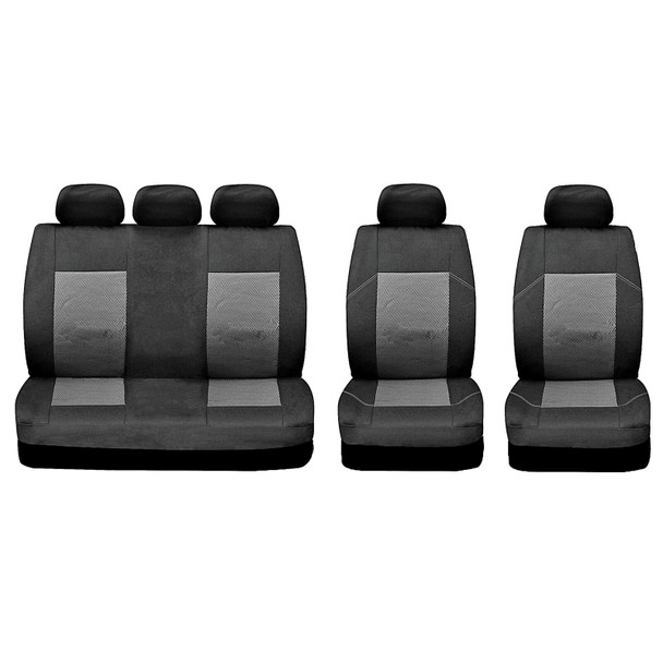 Sakura Car Seat And Headrest Covers Ealing SS5291 - Full Set Black Universal Size Elasticated Hems Side Airbag Compatible Washable Easy Fit