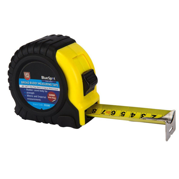 Blue Spot Tools 33100 8 m Broad Buddy Measure Tape - Black