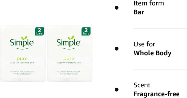 Simple Soap 125gm Twin Packs (6 Twin Packs 12 bars in Total)