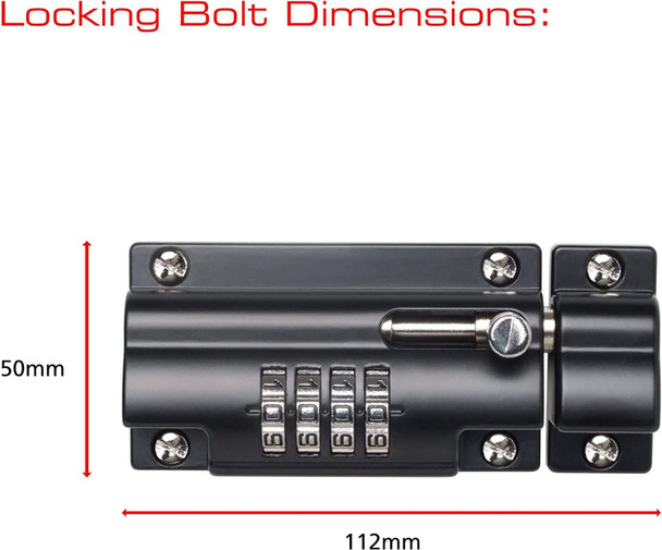 3 X 110mm Combination Locking Bolt - Black