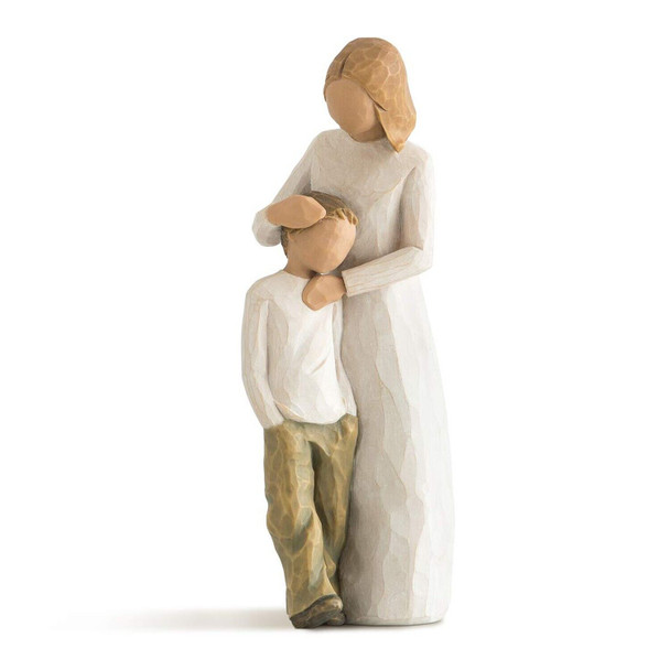 Willow Tree Mother and Son Figurine, Resin Family Ornament, Hand-Painted - Cream