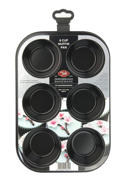 Tala Performance, 6 Cup Muffin Tin, Professional Gauge Carbon Steel with Eclipse Non-Stick Coating