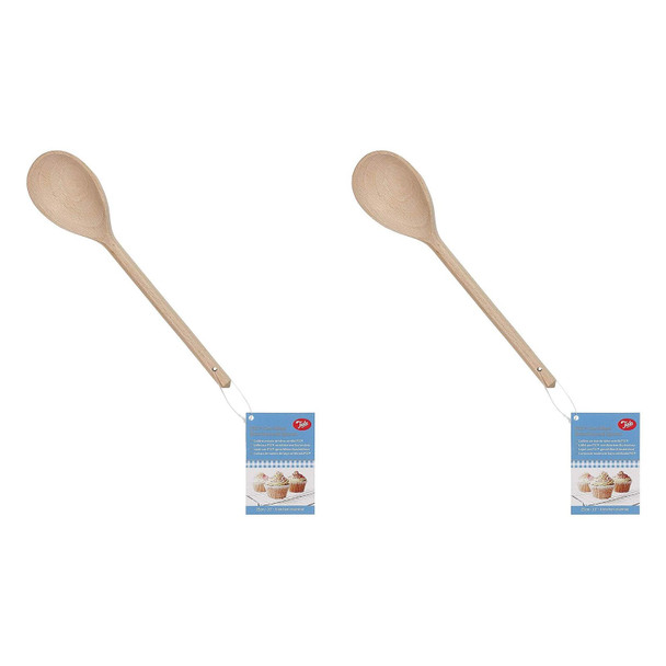 Tala FSC Waxed Solid Beech Wooden Spoon Kitchen Utensil 25.5cm (Pack of 2)