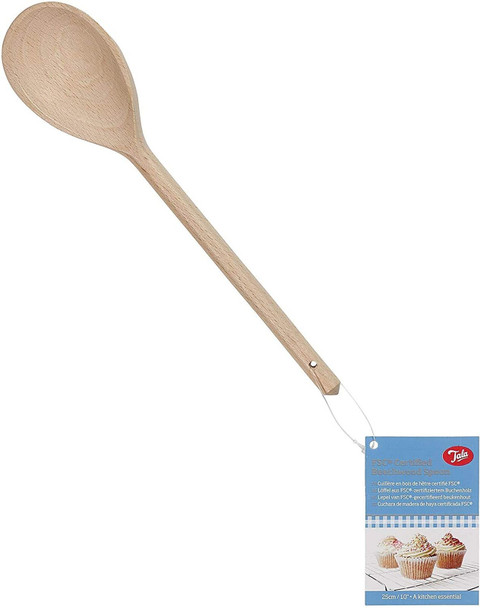 Tala FSC Waxed Solid Beech Wooden Spoon Kitchen Utensil 25.5cm (Pack of 2)