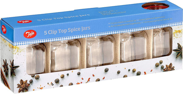 Tala Airtight Clip Top Spice Jars with Silicone Seal Mini Set of 5, 250ml