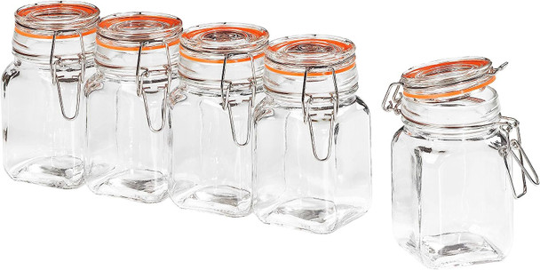 Tala Airtight Clip Top Spice Jars with Silicone Seal Mini Set of 5, 250ml