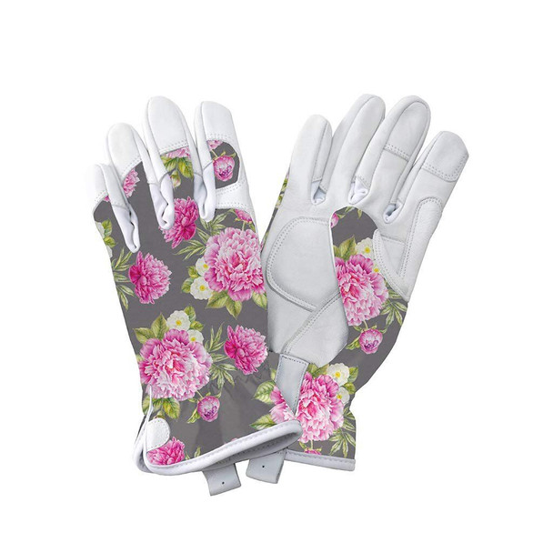 Kent and Stowe Leather Gardening Gloves Peony Grey - Small