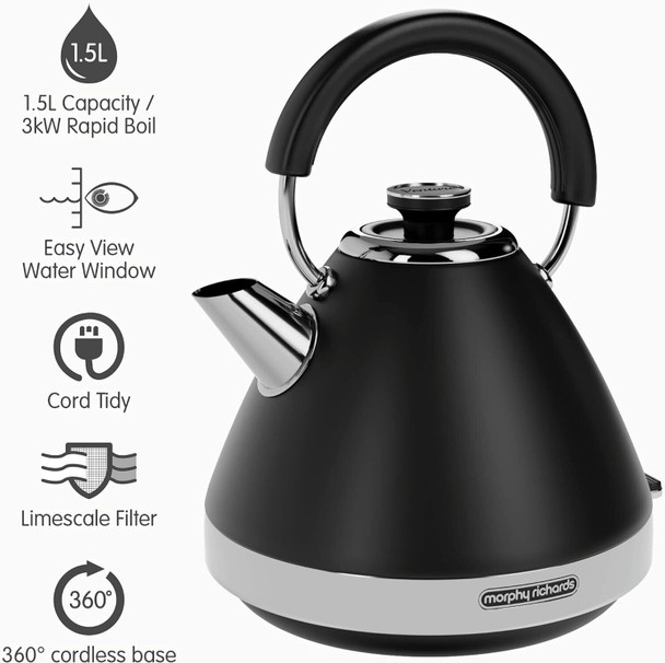 Morphy Richards 100131 Venture Pyramid Kettle Black