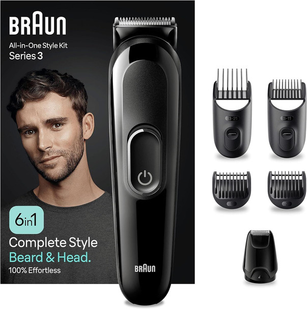 Braun All-In-One Beard Care Bodygroomer Set, 6-in-1 Beard Trimmer, Trimmer/Hair Clipper Men, Clippers, Comb Attachments, 50 Min. Wireless Runtime, Gift Man, MGK3410