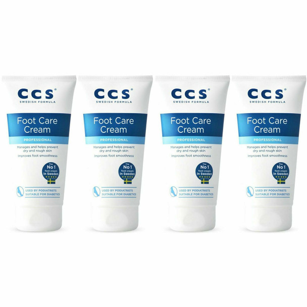 4 x CCS Foot Care Moisturising Cream Effective for Dry/Cracked Heels 175ml