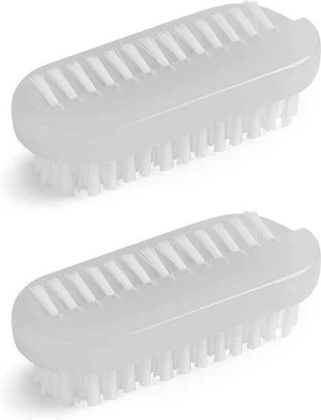 2 x Manicare Plastic Nail Brush Hygienic Double Sided Bristles for Nail Cleaning