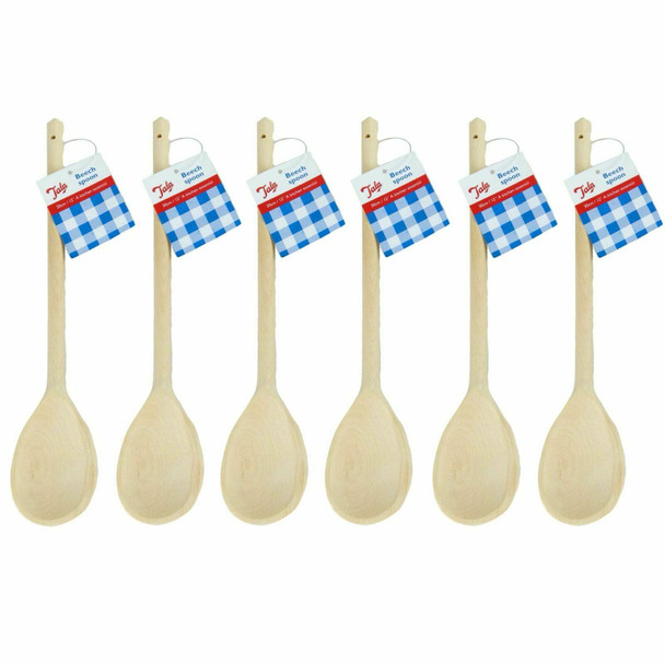 6 x Tala Wooden Waxed Spoon Essential Tool, Baking & Frying, Durable & Versatile