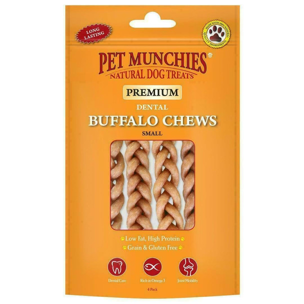 24 x Pet Munchies Small Dental Buffalo Dog Chews 55g - Long Lasting Treats Chews