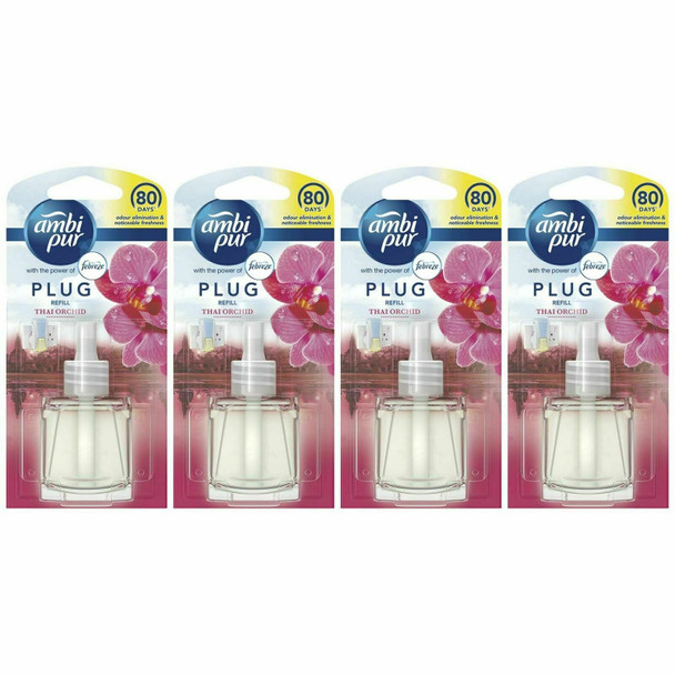 4 Ambi Pur with Febreze Air Freshener Plug-In Diffuser Refill, 20ml, Thai Orchid