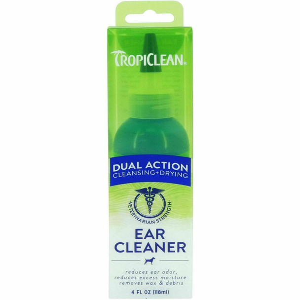 TropiClean Dual Action Ear Cleaner For Pets 118ml Excess Moisture & Reduce Odor