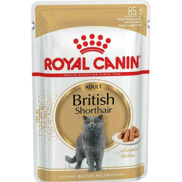 Royal Canin British Shorthair with Gravy Wet Pouches Adult Cat 85g (Pack of 24)
