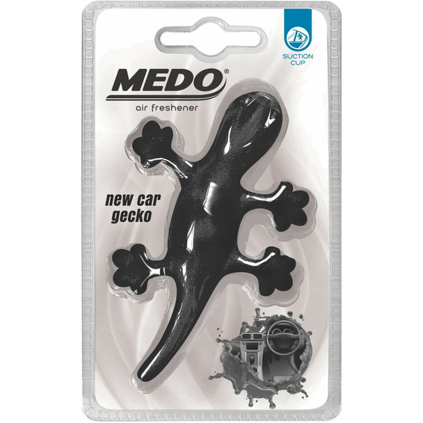 Medo 3D Gecko Air Freshener Suction Cup, Black, New Car, Long-lasting Fragrance