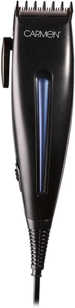 Carmen C81138 Men’s Mains Powered Hair Clipper with 4 Interchangeable Cutting Head, Blue