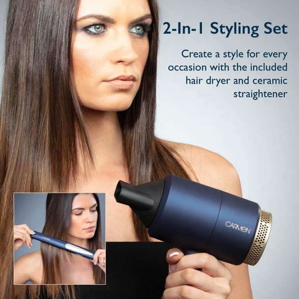 Carmen Twilight Gift Set DC Pro Keratin Infused Hair Dryer & Ceramic Straighteners 1800W