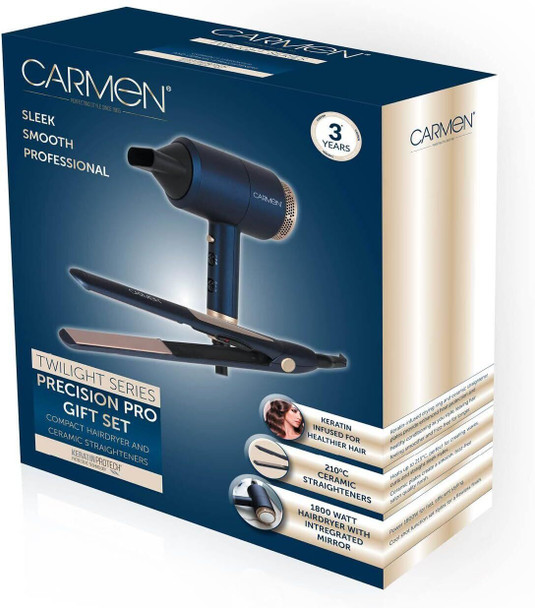 Carmen Twilight Gift Set DC Pro Keratin Infused Hair Dryer & Ceramic Straighteners 1800W